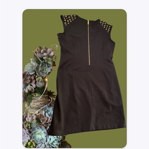 Michael Kors Black Sleeveless Dress Gold Rivet Accent - Picture 2 of 3